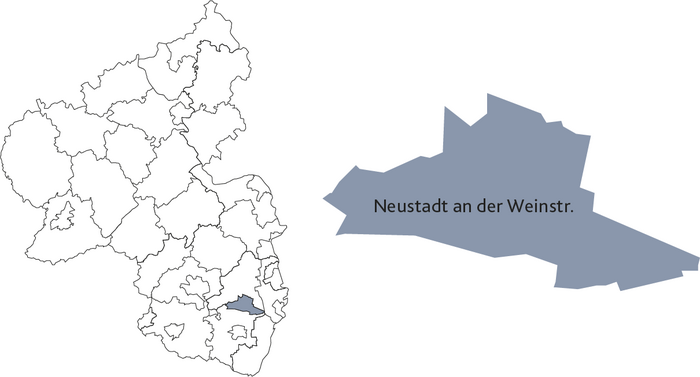 Karten von Rheinland-Pfalz und Neustadt an der Weinstr.
